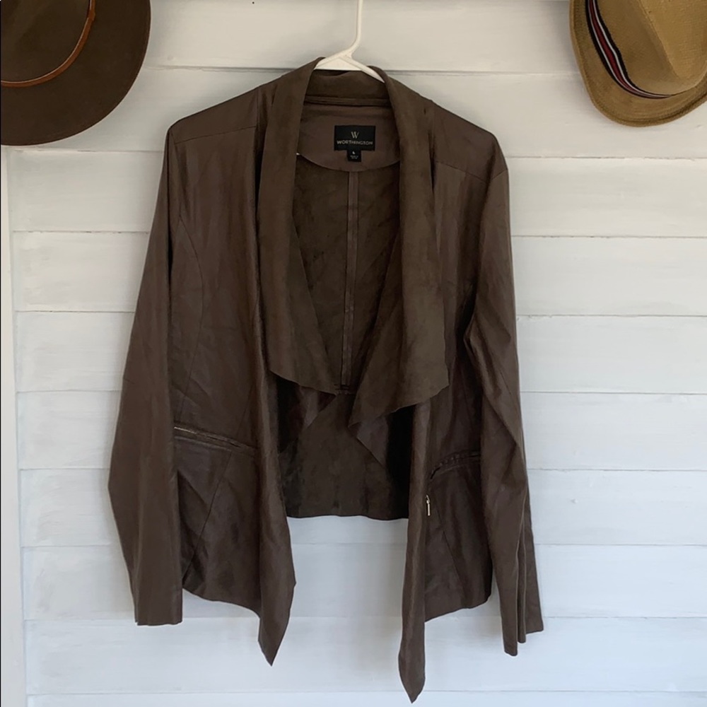 Light weight drapey faux leather jacket